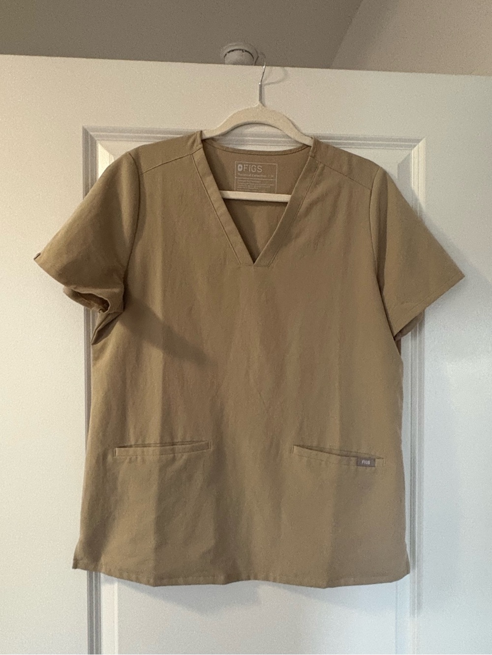Figs Women's V-Neck Scrub Top in Khaki